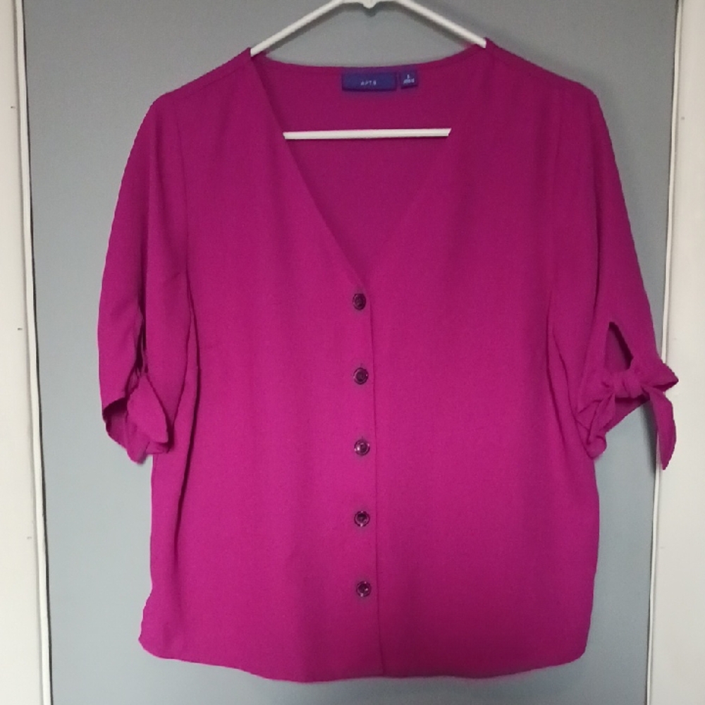 Apt. 9 Women's Fuchsia Button-Up Blouse